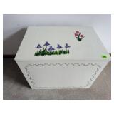 Hand painted storage trunk, linens included