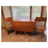 Gateleg dining table, chairs (2)