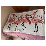Holiday flamingo plush throw blanket