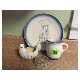 Happy decorative plate, chicken sponge holder,