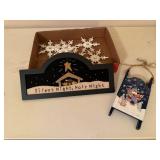 O, Holy Night sign, wooden decorative sled,