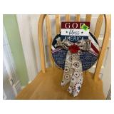 God Bless America round wood sign
