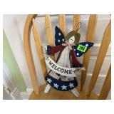 Patriotic Welcome angel wall decor