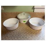 Corningware French White casserole dishes (3),