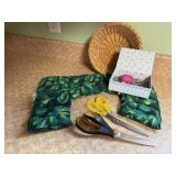 Hot/cold shoulder pack, scissors, basket, safety