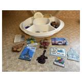 Relish tray, refrigerator magnets