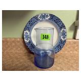 Khotan cobalt English china plate, ombre water