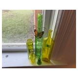 Green, yellow bottles, butterfly