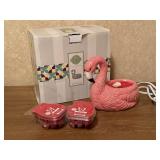Scentsy Flamingo wax warmer, wax melts included