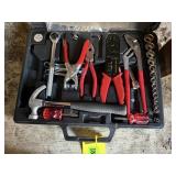 Household tool kit, hammer, pliers, tape measure