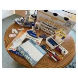 Office supplies, paper weight, scissors,