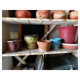 Shelf of flower pots, clay pot