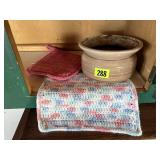 Pottery flower pot, handmade potholders
