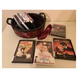 Basket, DVD movies, decorative ruby slipper