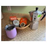 Vintage coffee pot, espresso gasket & filter,