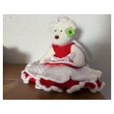 Crocheted dressed TY angel plush teddy bear