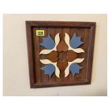 Wood carved quilt block