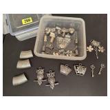 Silver pendants, scarf slides