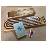 Cribbage boards (2), playing cards