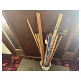 Bucket of yard sticks