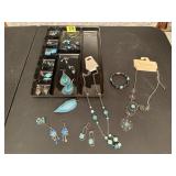 Teal costume jewelry assortment