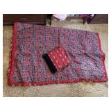 Red paisley tie quilt, throw pillow