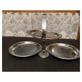 Silver folding tiered serving dish