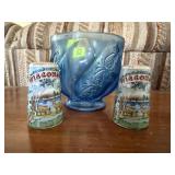 Blue glassware, Wisconsin souvenir salt & pepper
