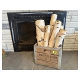 Wooden dairy crate, birch logs included