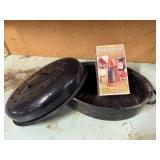 Enamel roasting pan, plastic spice caddy