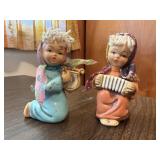 Harpist, accordian figurine