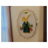 Rabbit needlepoint wall hanging