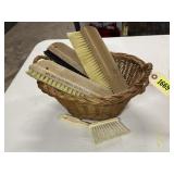 Basket, wallpaper brushes, hand broom