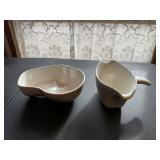 Frankoma pottery serving pieces, gravy boat