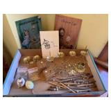 Painted eggs, egg embelishments, stands, books