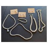 Pearl necklaces, earrings