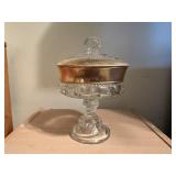 Gold thumbprint compote dish