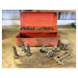 Toolbox, square nails, brass nozzles, hardware