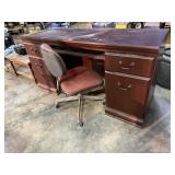 Cherry desk, rolling desk chair