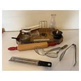 Rolling pin, ricer, biscuit cutter, utensils