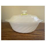 Fire King milk glass covered casserole dish