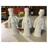 Uncured ceramic wisemen (3), tin included