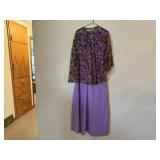 Handmade purple gown, floral cape