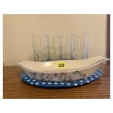Cottage core goose tray, casserole dish, drinkware