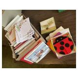 Box of greeting cards, stationary