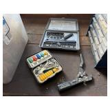 Ratchet action wrench, miniature tool set,