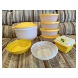 Yellow Tupperware, storage containers