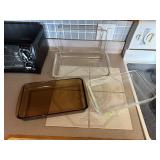 Pyrex, amber 9x13 baking dishes