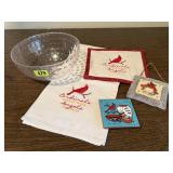Cardinal towel, bookends, botholder, decor