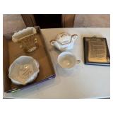 Golden anniversary dishes, Footprints wall decor